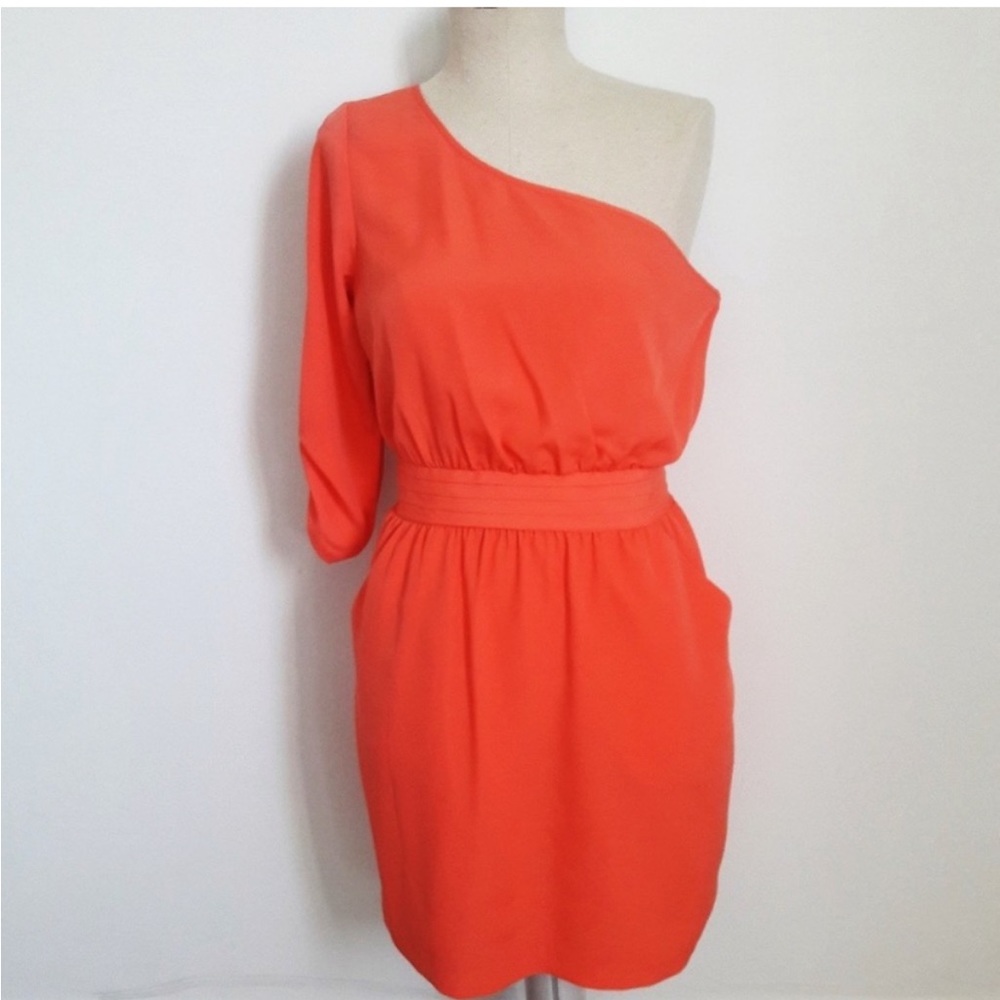 Bebe One Shoulder Coral Dress